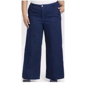 NEW Ava & Viv Women's High Rise Relaxed Fit Wide Leg Jeans Size 22 R Dark Wash
